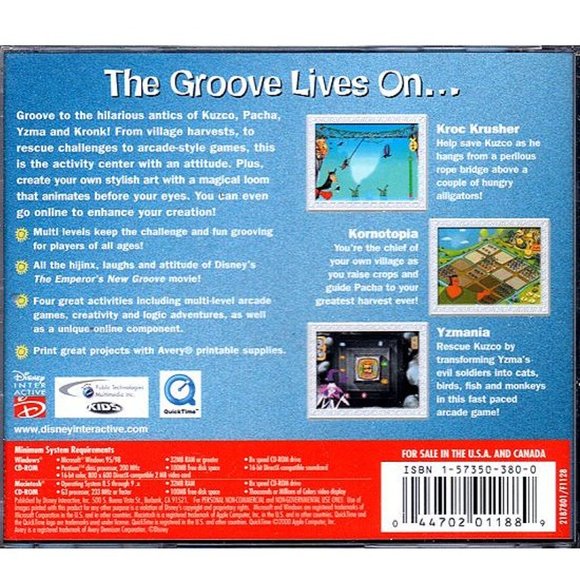 The Emperor's New Groove: Groove Center (PC/MAC-CD, 2001) Ages 4-6 - NEW in JC - Picture 2 of 2